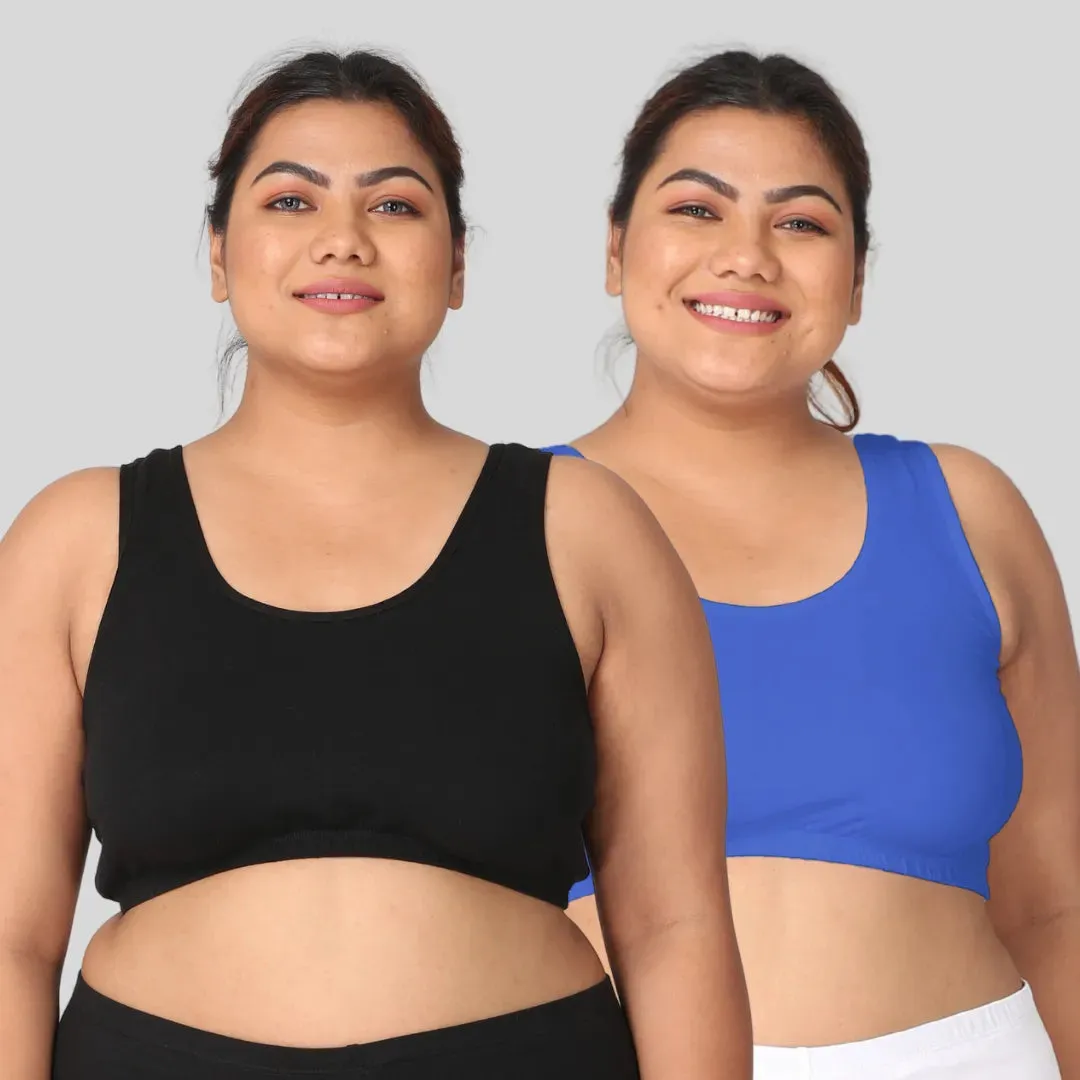 Sleep Bra For Large Bust | Lounge Bra For Large Bust | Non Padded | Non Wired | Full Coverage | Racerback | Pack Of 2