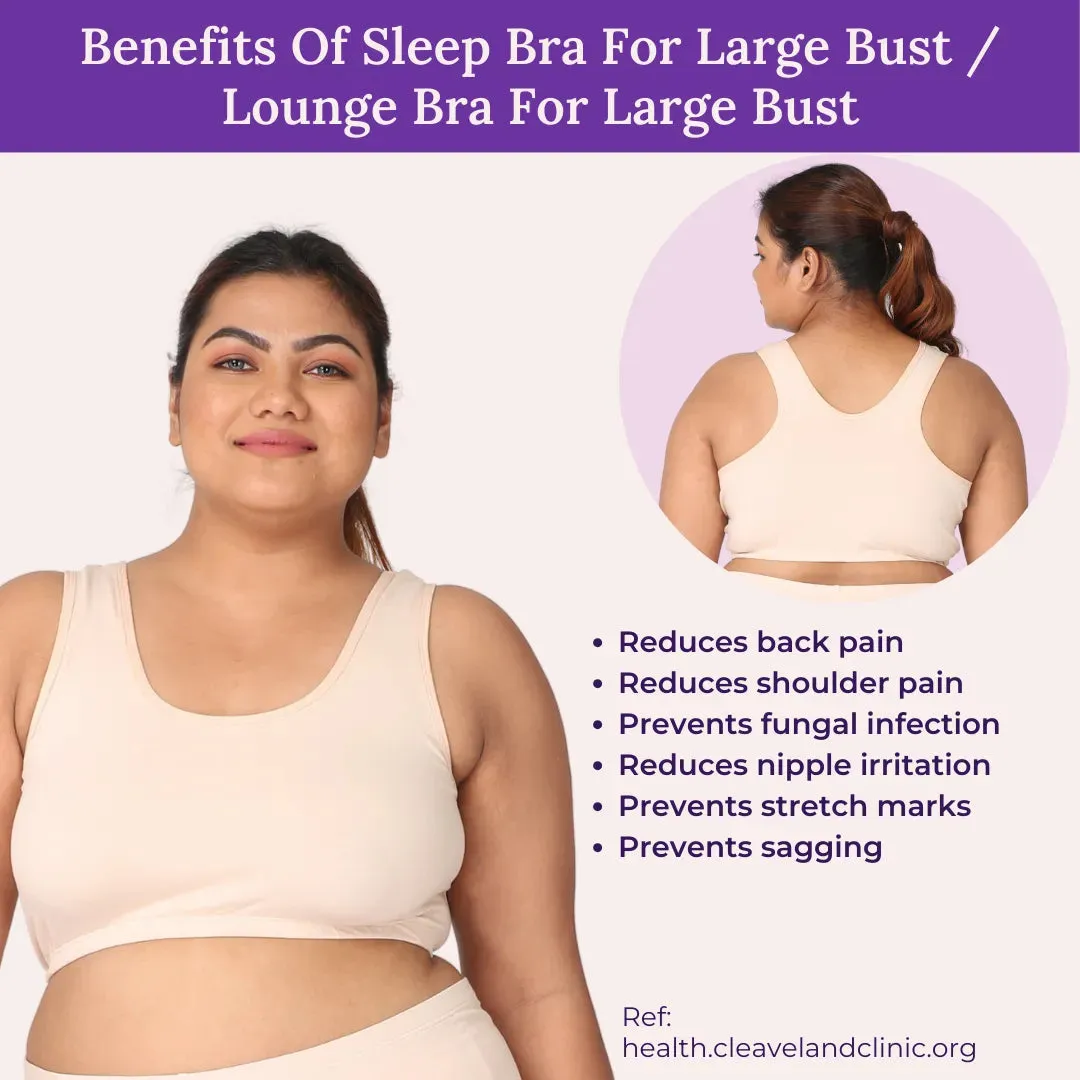 Sleep Bra For Large Bust | Lounge Bra For Large Bust | Non Padded | Non Wired | Full Coverage | Racerback | Pack Of 2