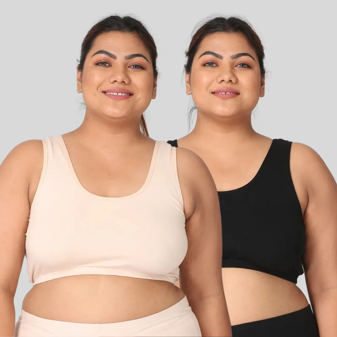 Sleep Bra For Large Bust | Lounge Bra For Large Bust | Non Padded | Non Wired | Full Coverage | Racerback | Pack Of 2