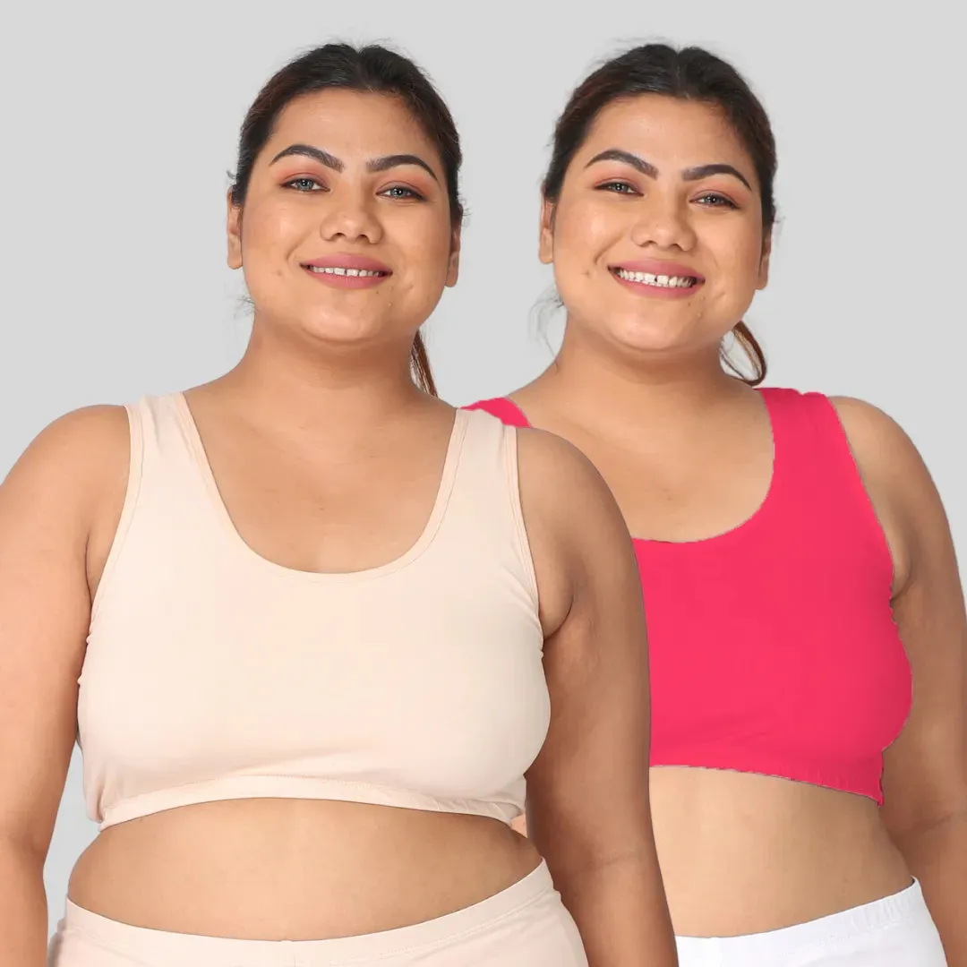 Sleep Bra For Large Bust | Lounge Bra For Large Bust | Non Padded | Non Wired | Full Coverage | Racerback | Pack Of 2