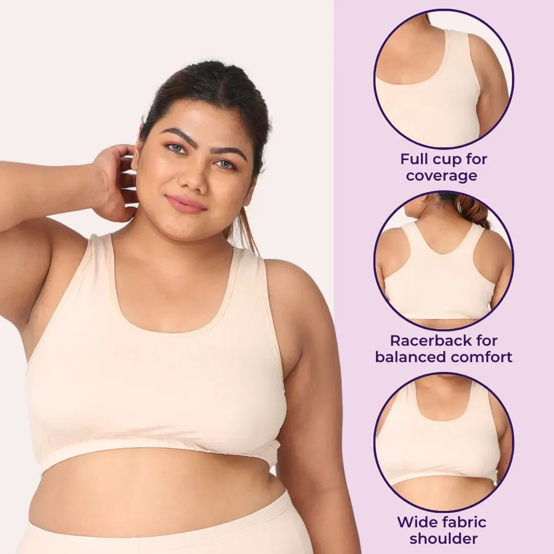 Sleep Bra For Large Bust | Lounge Bra For Large Bust | Non Padded | Non Wired | Full Coverage | Racerback | Pack Of 2