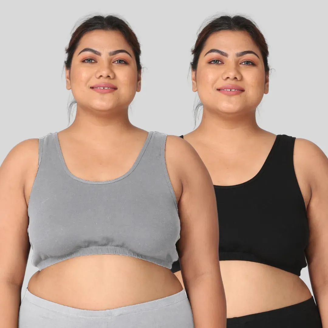 Sleep Bra For Large Bust | Lounge Bra For Large Bust | Non Padded | Non Wired | Full Coverage | Racerback | Pack Of 2