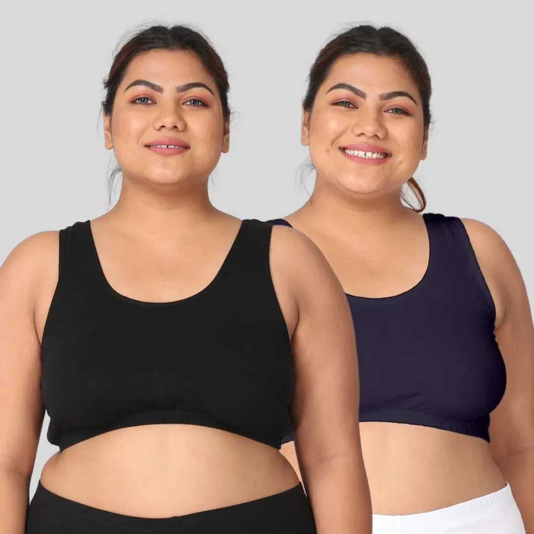 Sleep Bra For Large Bust | Lounge Bra For Large Bust | Non Padded | Non Wired | Full Coverage | Racerback | Pack Of 2