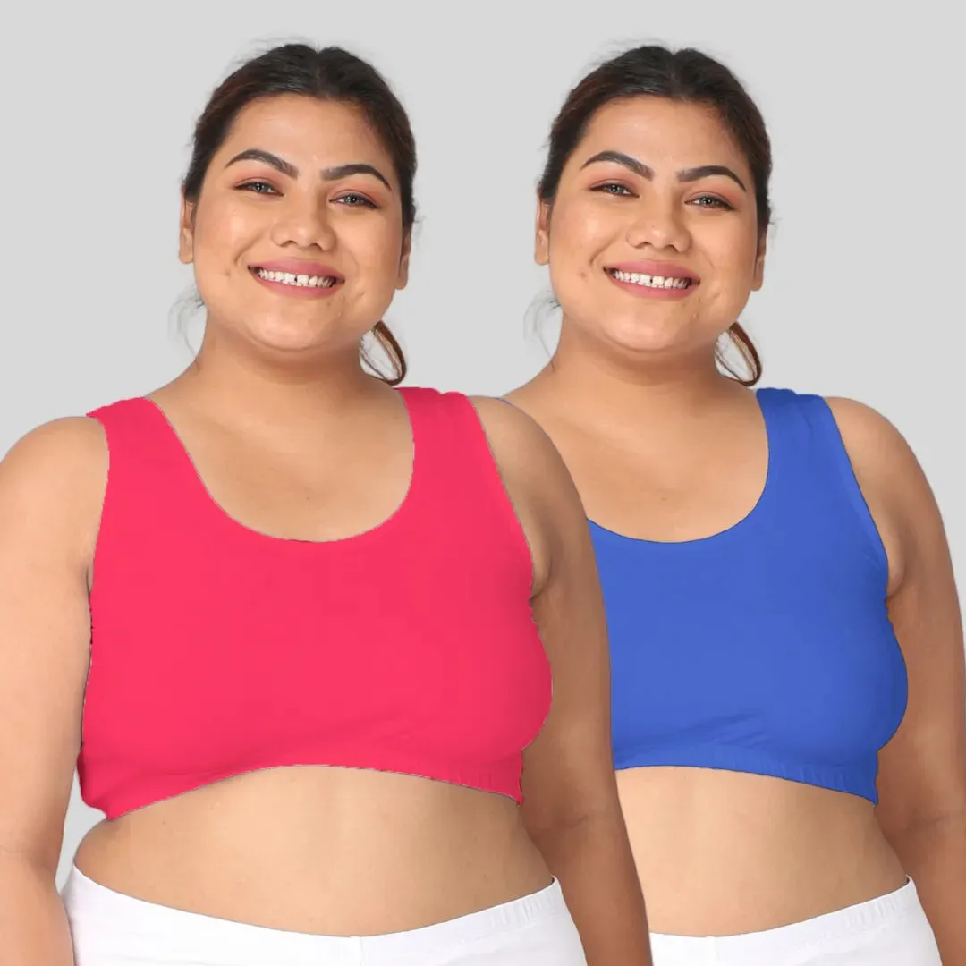 Sleep Bra For Large Bust | Lounge Bra For Large Bust | Non Padded | Non Wired | Full Coverage | Racerback | Pack Of 2