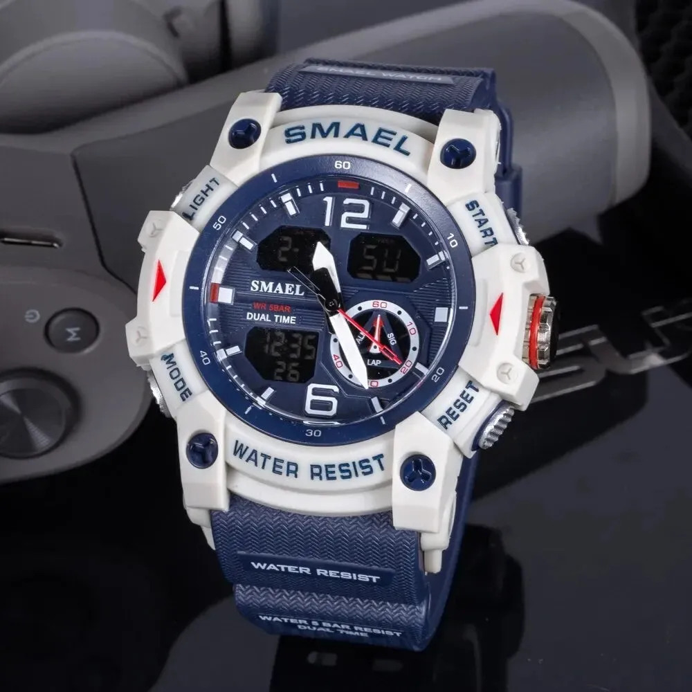 SMAEL 5ATM Waterproof Digital Sports Watch Men