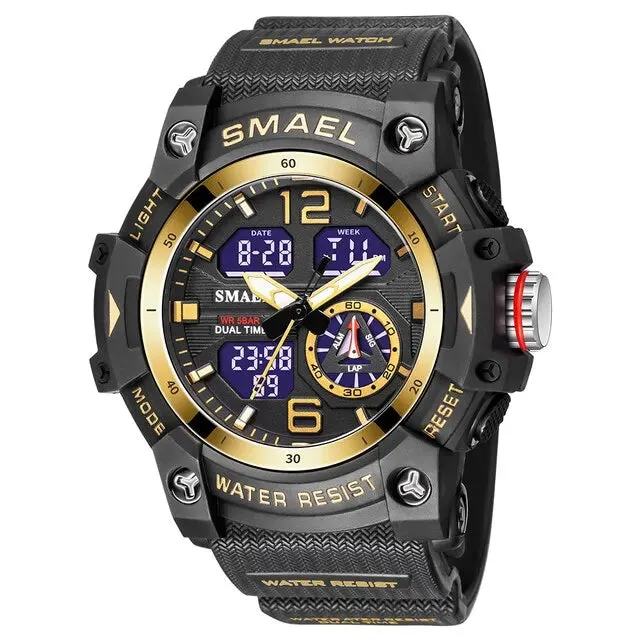 SMAEL 5ATM Waterproof Digital Sports Watch Men