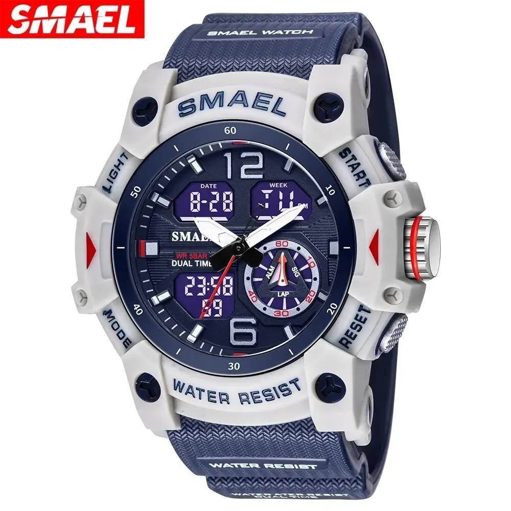 SMAEL 5ATM Waterproof Digital Sports Watch Men