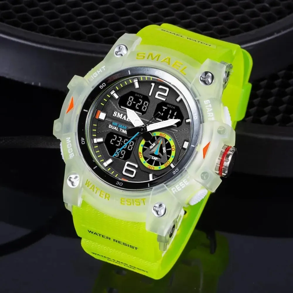 SMAEL 5ATM Waterproof Digital Sports Watch Men