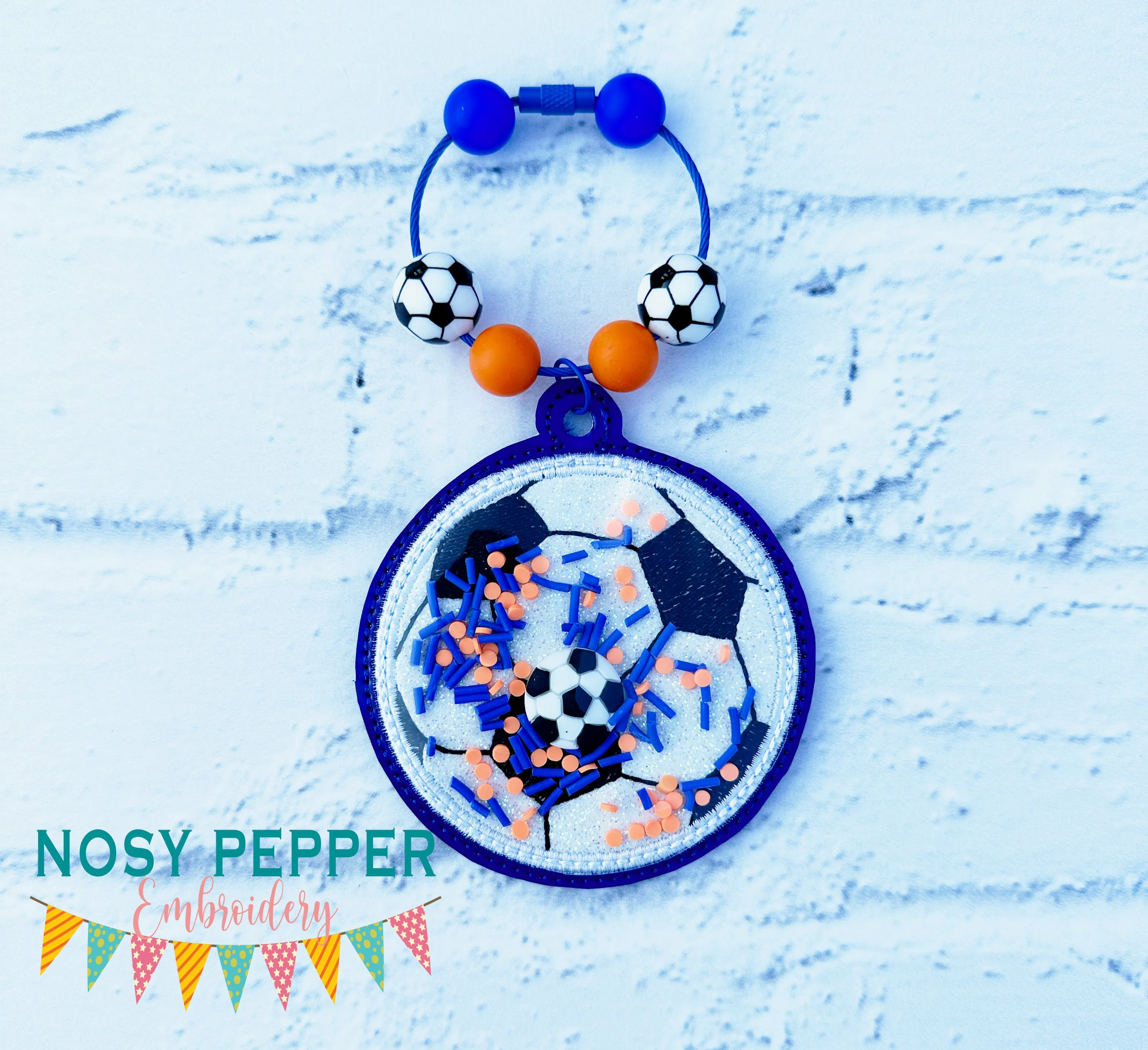 Soccer Applique Shaker bookmark/bag tag/ornament machine embroidery file DIGITAL DOWNLOAD