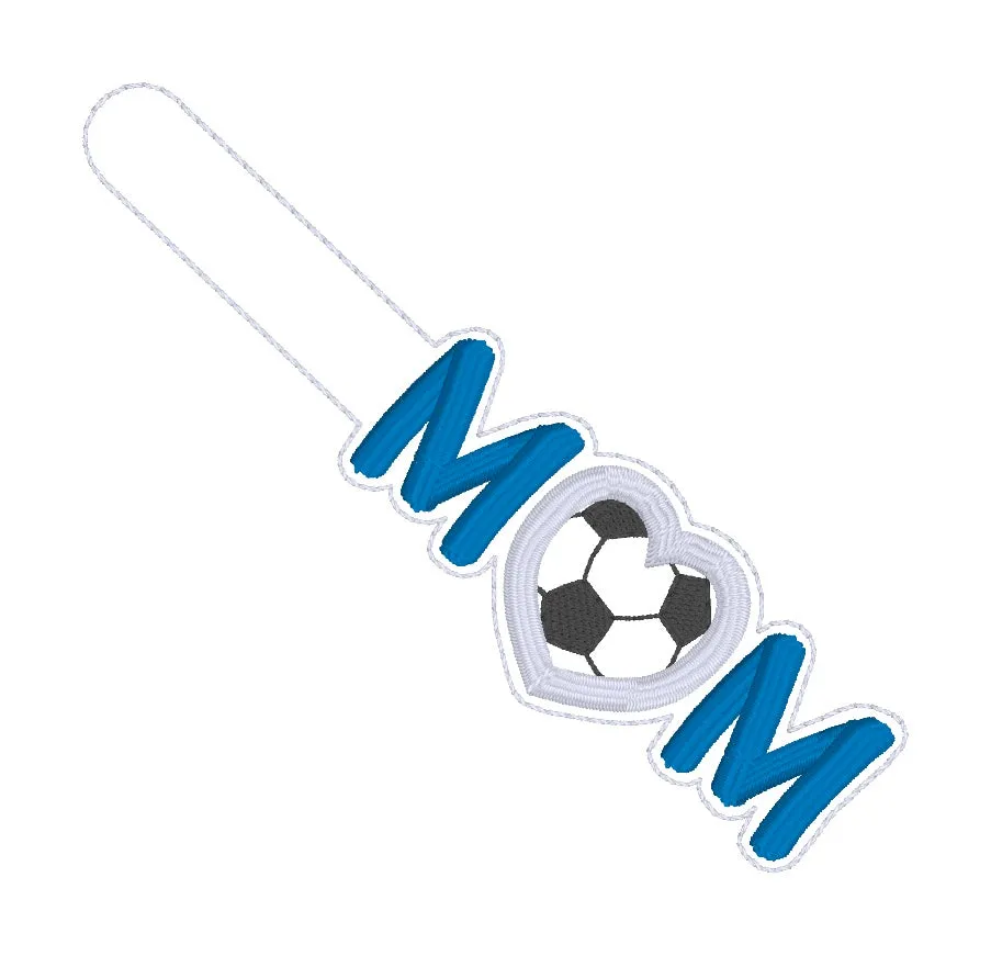 Soccer Mom Applique snap tab machine embroidery file (single & multi file included) DIGITAL DOWNLOAD