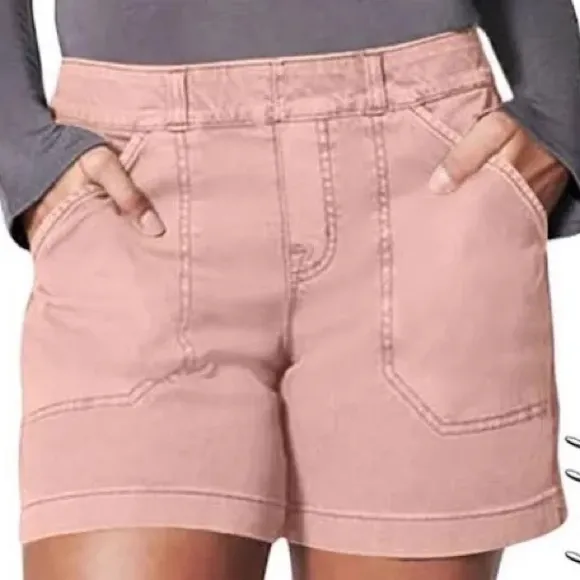 Spanx XLarge Shorts Stretch Twill 6” Shorts in Mauve pockets NWT