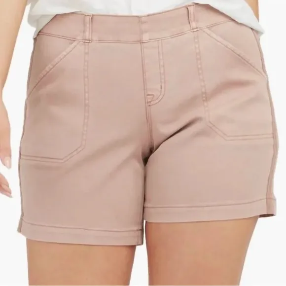 Spanx XLarge Shorts Stretch Twill 6” Shorts in Mauve pockets NWT
