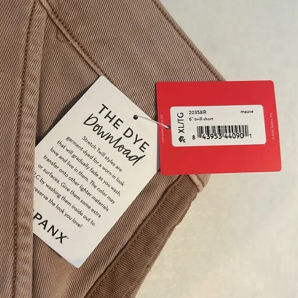 Spanx XLarge Shorts Stretch Twill 6” Shorts in Mauve pockets NWT