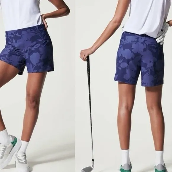 Spanx XLarge Shorts Sunshine Pull-On in Floret Navy 6” Shorts NWT