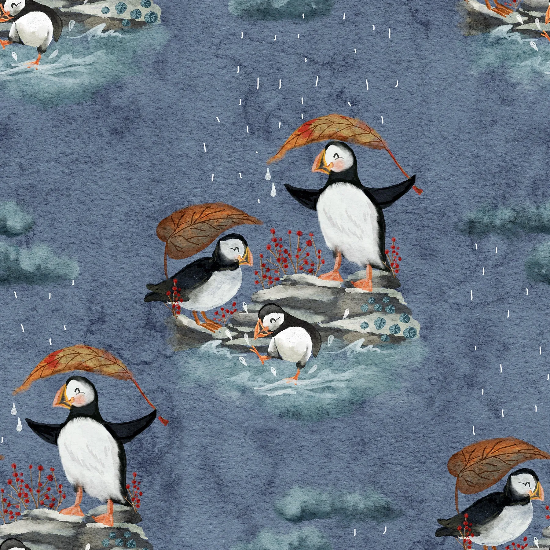 Splashing Puffins Sports Bra