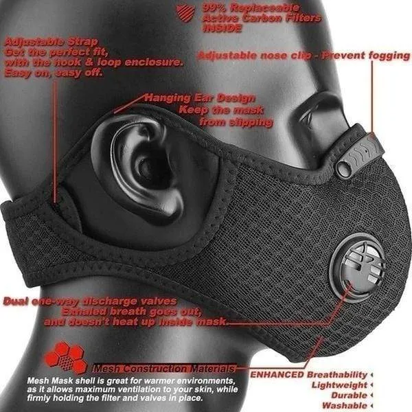Sport Fashion Dust Mesh Mask Activated Carbon Filter