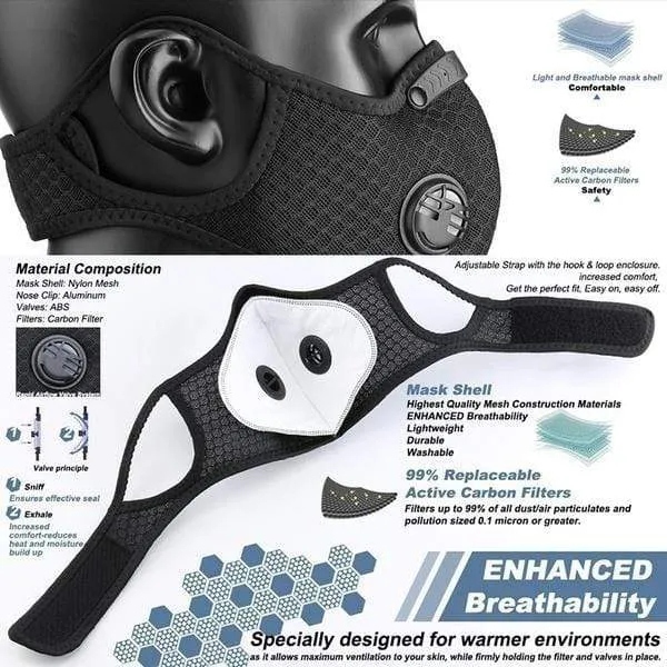 Sport Fashion Dust Mesh Mask Activated Carbon Filter