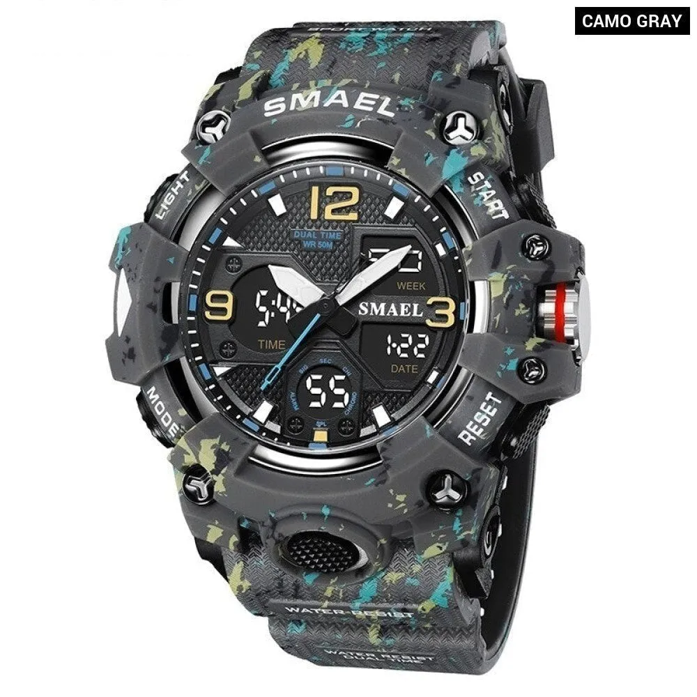 Sport Watch Military Watch for Men Alarm Clock Stopwatch Led Digital Back Light Dual Time Display Men's Watches Waterproof