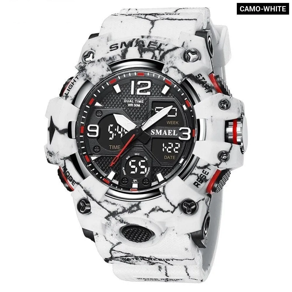 Sport Watch Military Watch for Men Alarm Clock Stopwatch Led Digital Back Light Dual Time Display Men's Watches Waterproof