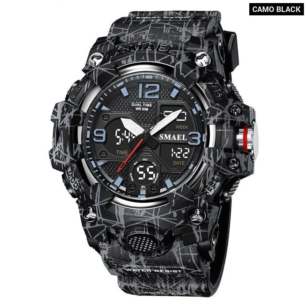 Sport Watch Military Watch for Men Alarm Clock Stopwatch Led Digital Back Light Dual Time Display Men's Watches Waterproof