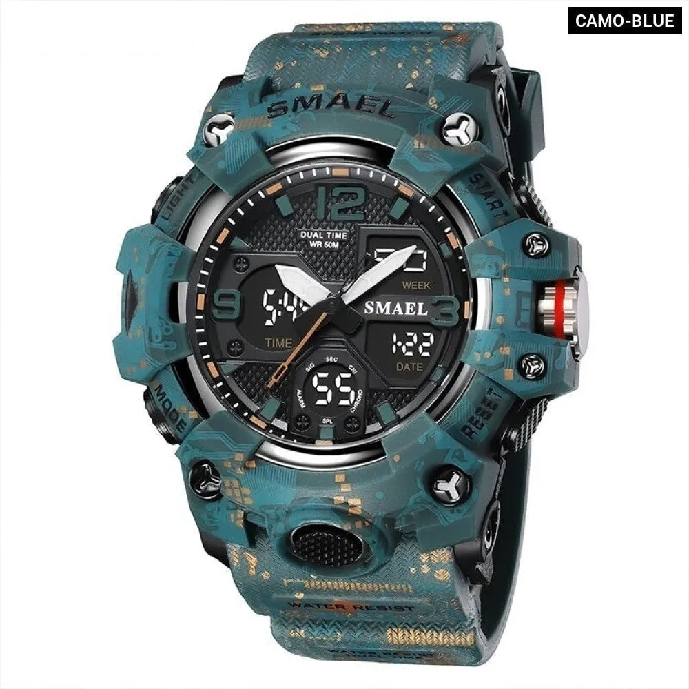 Sport Watch Military Watch for Men Alarm Clock Stopwatch Led Digital Back Light Dual Time Display Men's Watches Waterproof