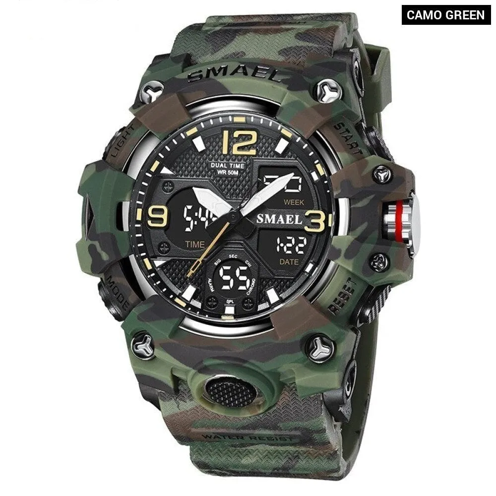 Sport Watch Military Watch for Men Alarm Clock Stopwatch Led Digital Back Light Dual Time Display Men's Watches Waterproof