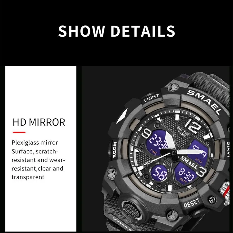 Sport Watch Military Watch for Men Alarm Clock Stopwatch Led Digital Back Light Dual Time Display Men's Watches Waterproof