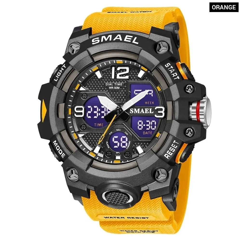 Sport Watch Military Watch for Men Alarm Clock Stopwatch Led Digital Back Light Dual Time Display Men's Watches Waterproof