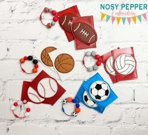 Sports applique card holder set (5 designs in 2 options included) machine embroidery design DIGITAL DOWNLOAD