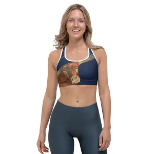 Sports Bra in Navy "Horns"