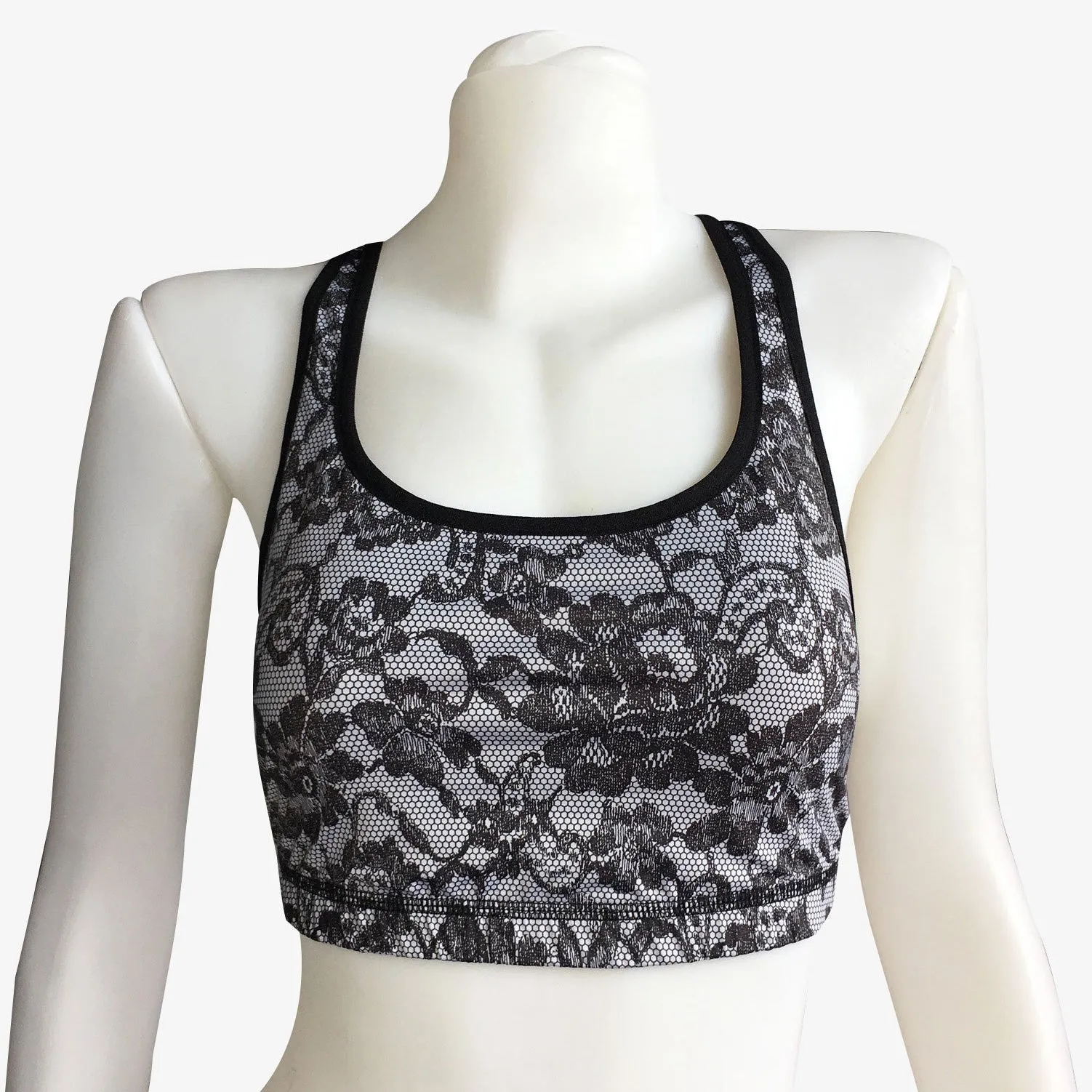 SPORTS BRA RACERBACK BLACK LACE/BLACK