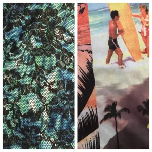 SPORTS BRA RACERBACK BLUE LACE/1950’S HAWAII