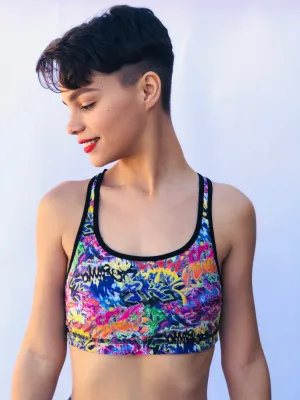 SPORTS BRA RACERBACK GRAFFITI/BUNS OF STEEL