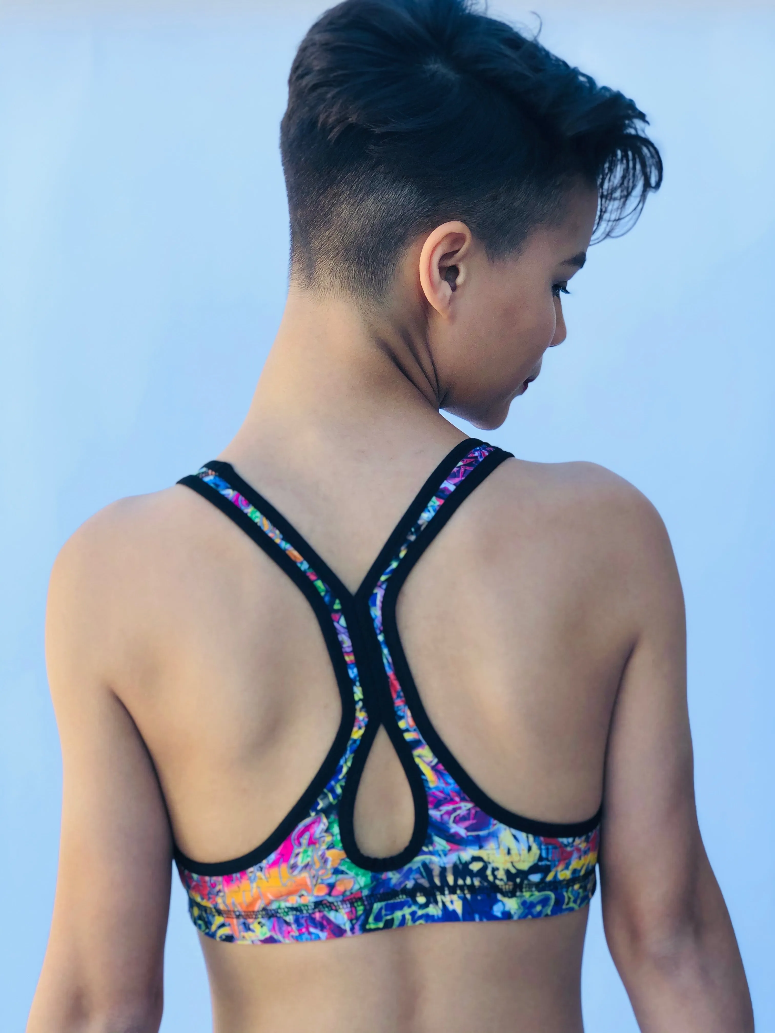 SPORTS BRA RACERBACK GRAFFITI/BUNS OF STEEL