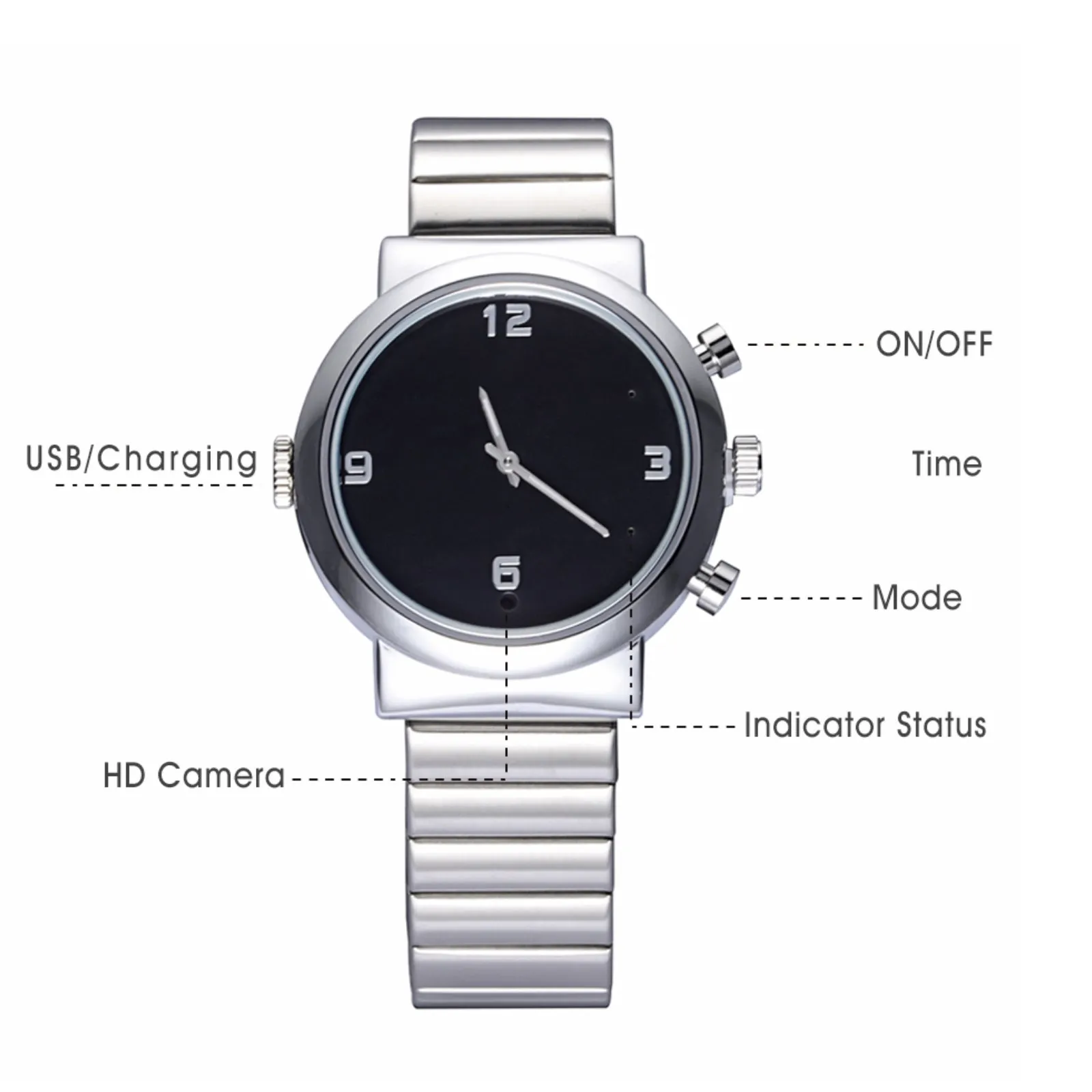 Spy Video Watch Camera 1080p Full HD Motion Detection & Sound Recorder & 12MP Photo