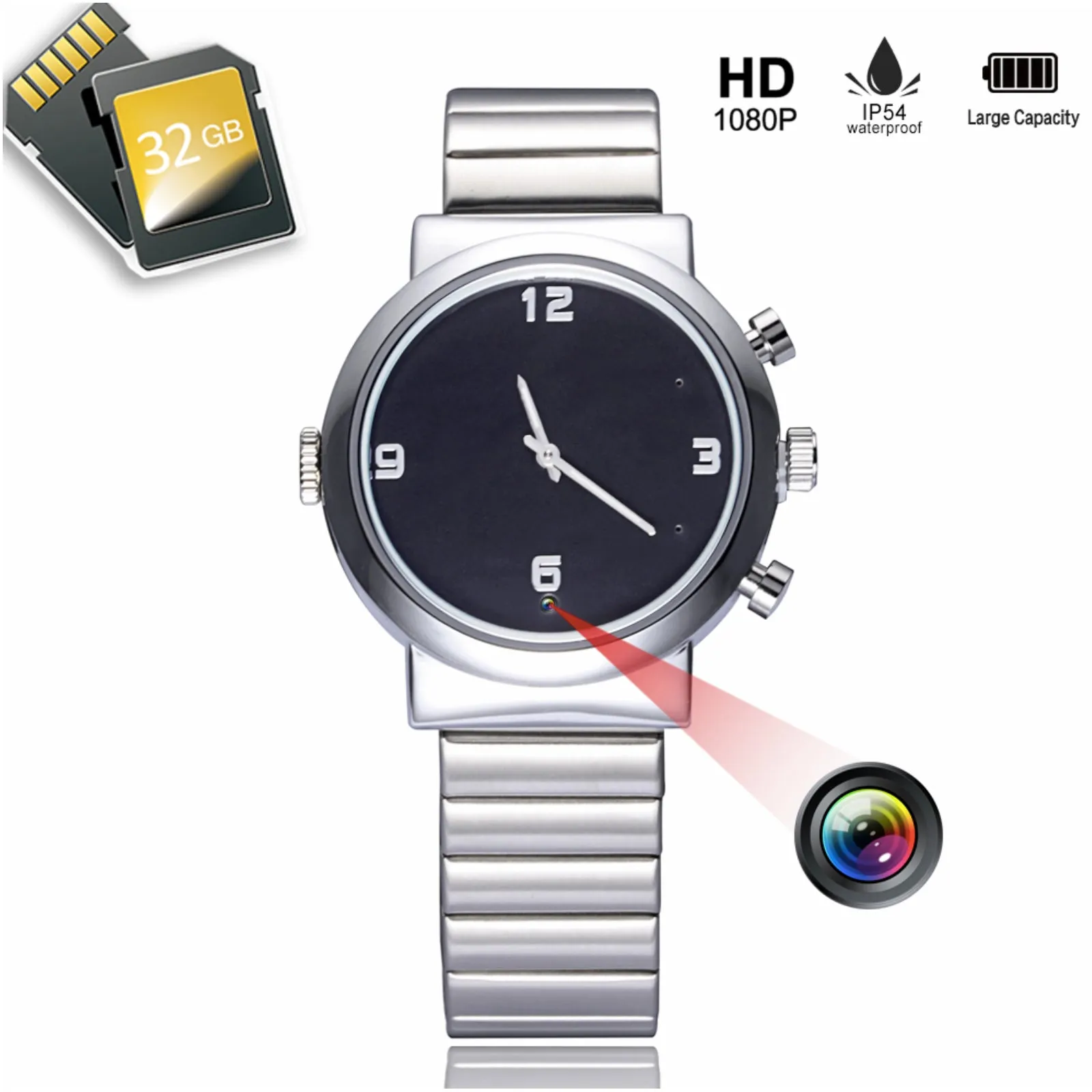 Spy Video Watch Camera 1080p Full HD Motion Detection & Sound Recorder & 12MP Photo
