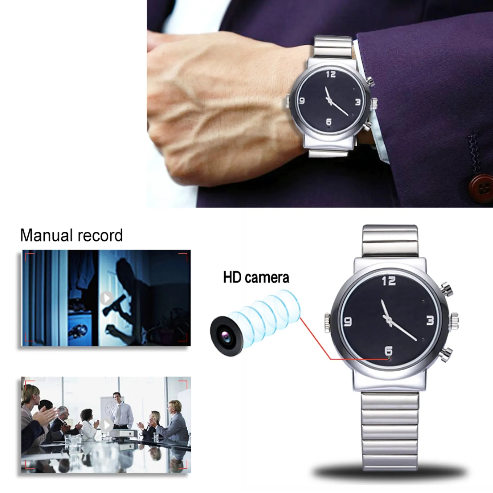 Spy Video Watch Camera 1080p Full HD Motion Detection & Sound Recorder & 12MP Photo