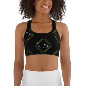 S.T.F.U Diamond Sports bra - Green on Black