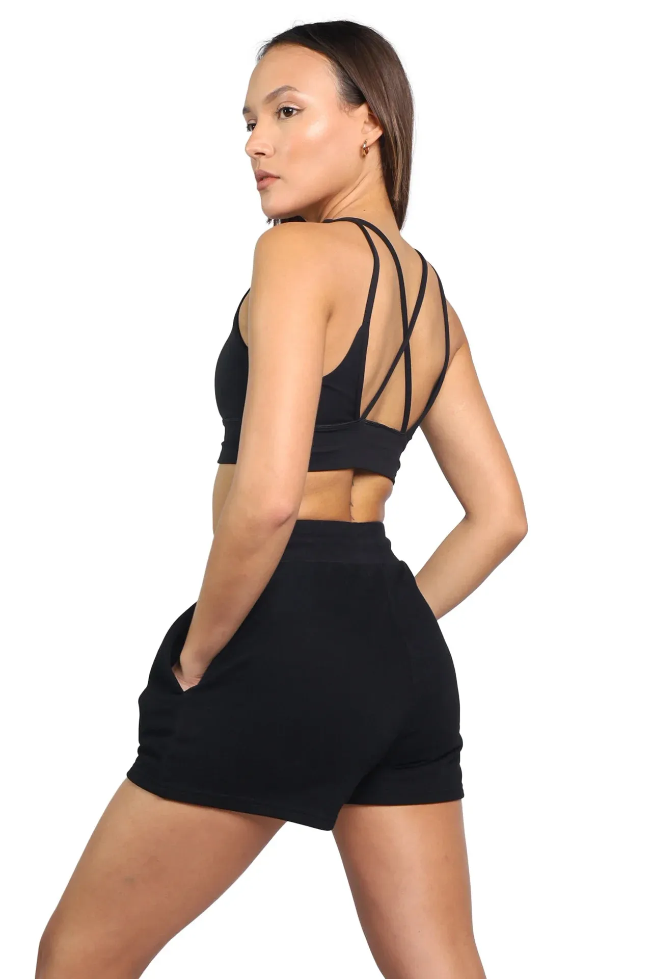 Strappy Cross Back Sports Bra