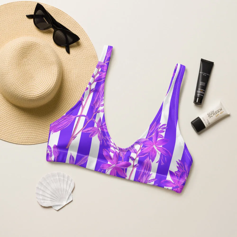 Stripes and Florals Purple Sports Bralette