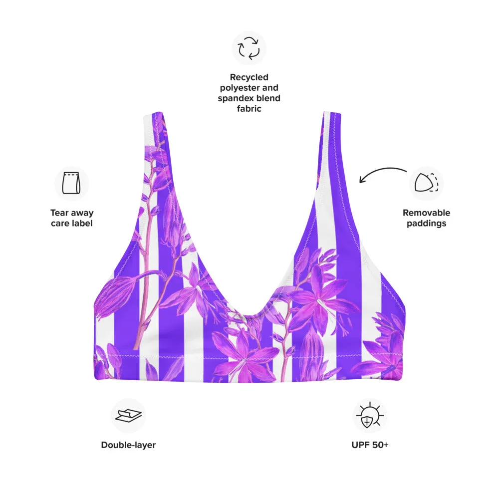 Stripes and Florals Purple Sports Bralette