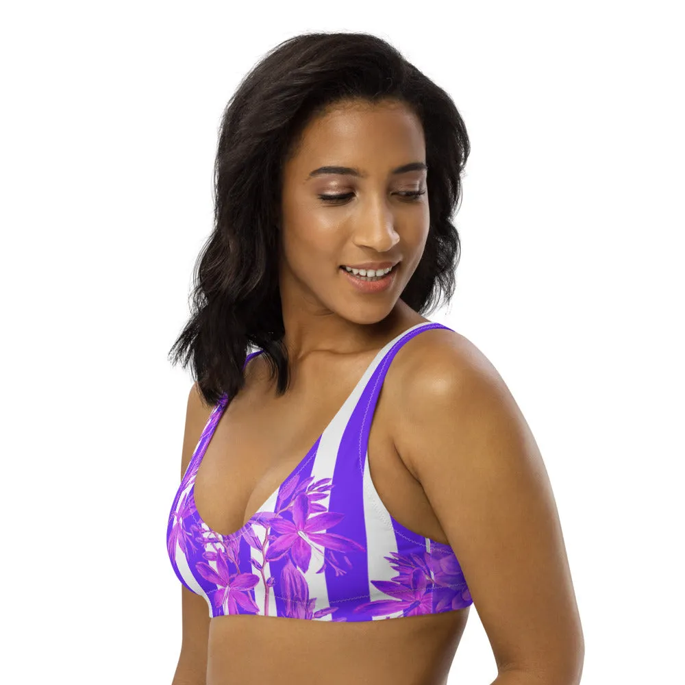 Stripes and Florals Purple Sports Bralette