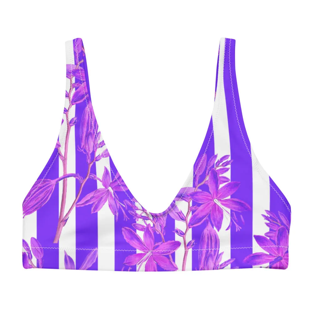 Stripes and Florals Purple Sports Bralette