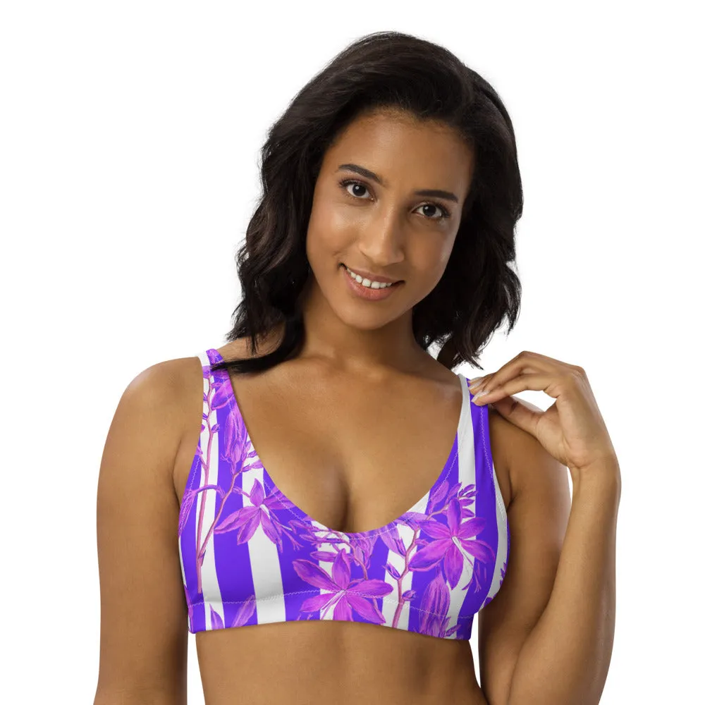 Stripes and Florals Purple Sports Bralette