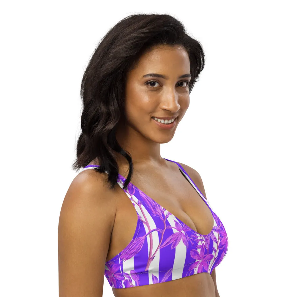 Stripes and Florals Purple Sports Bralette