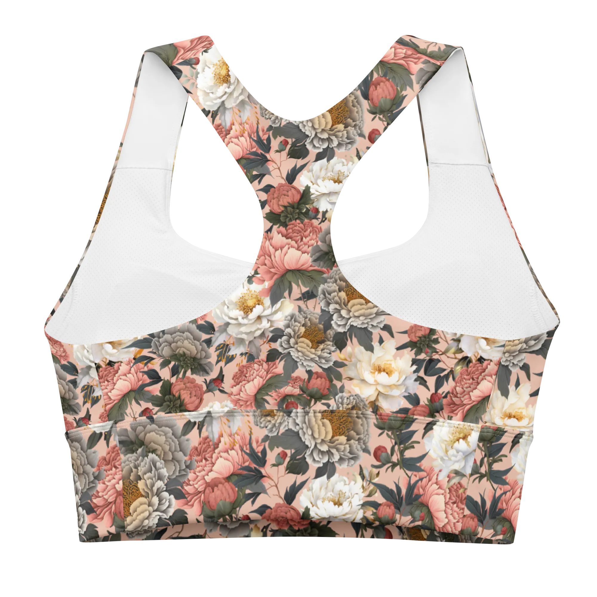 Tapestry Recycled Longline Sports Bra - Small Print - Zinnwaldite