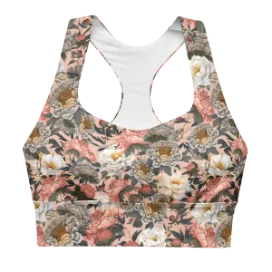 Tapestry Recycled Longline Sports Bra - Small Print - Zinnwaldite