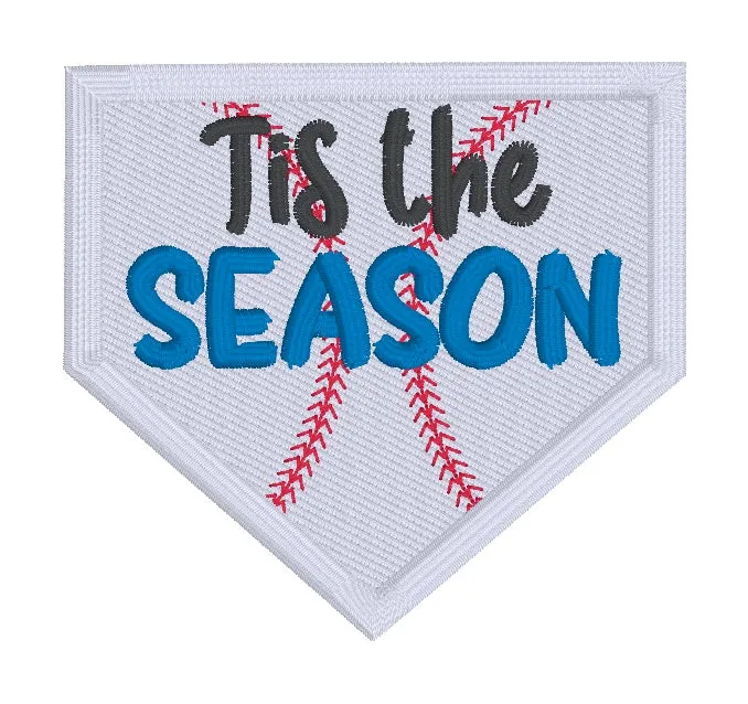 Tis The Season Baseball patch (2 sizes included) machine embroidery design DIGITAL DOWNLOAD