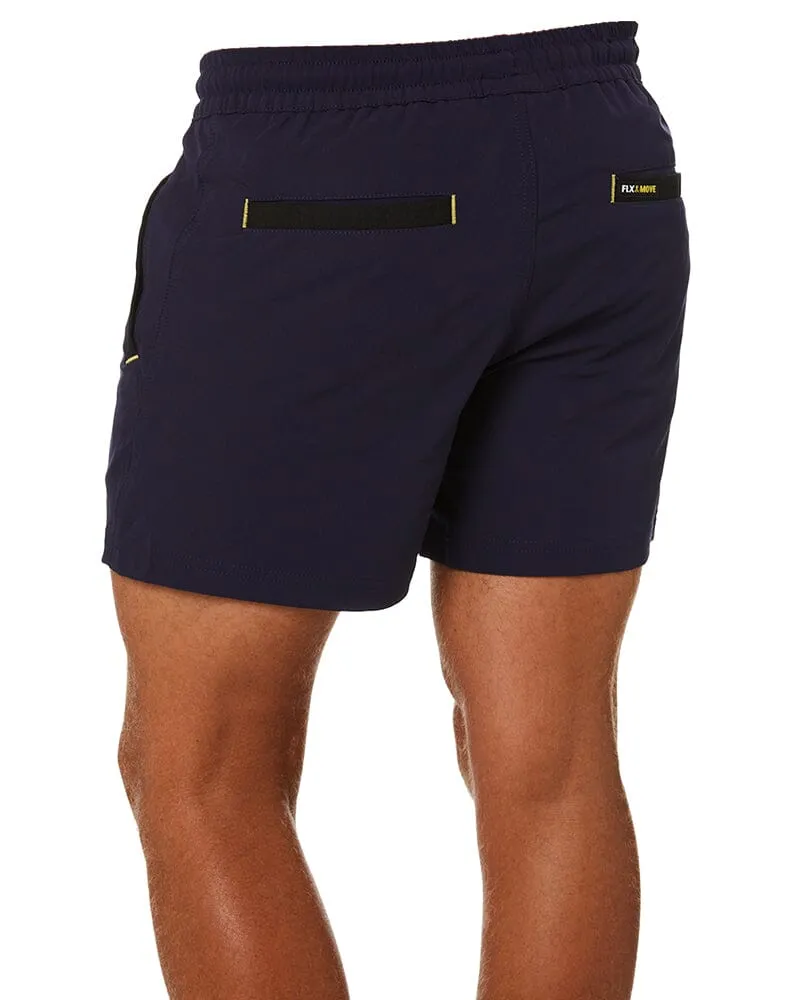 Tradies Flex And Move 4-Way Stretch Elastic Short 4 Value Pack - Navy