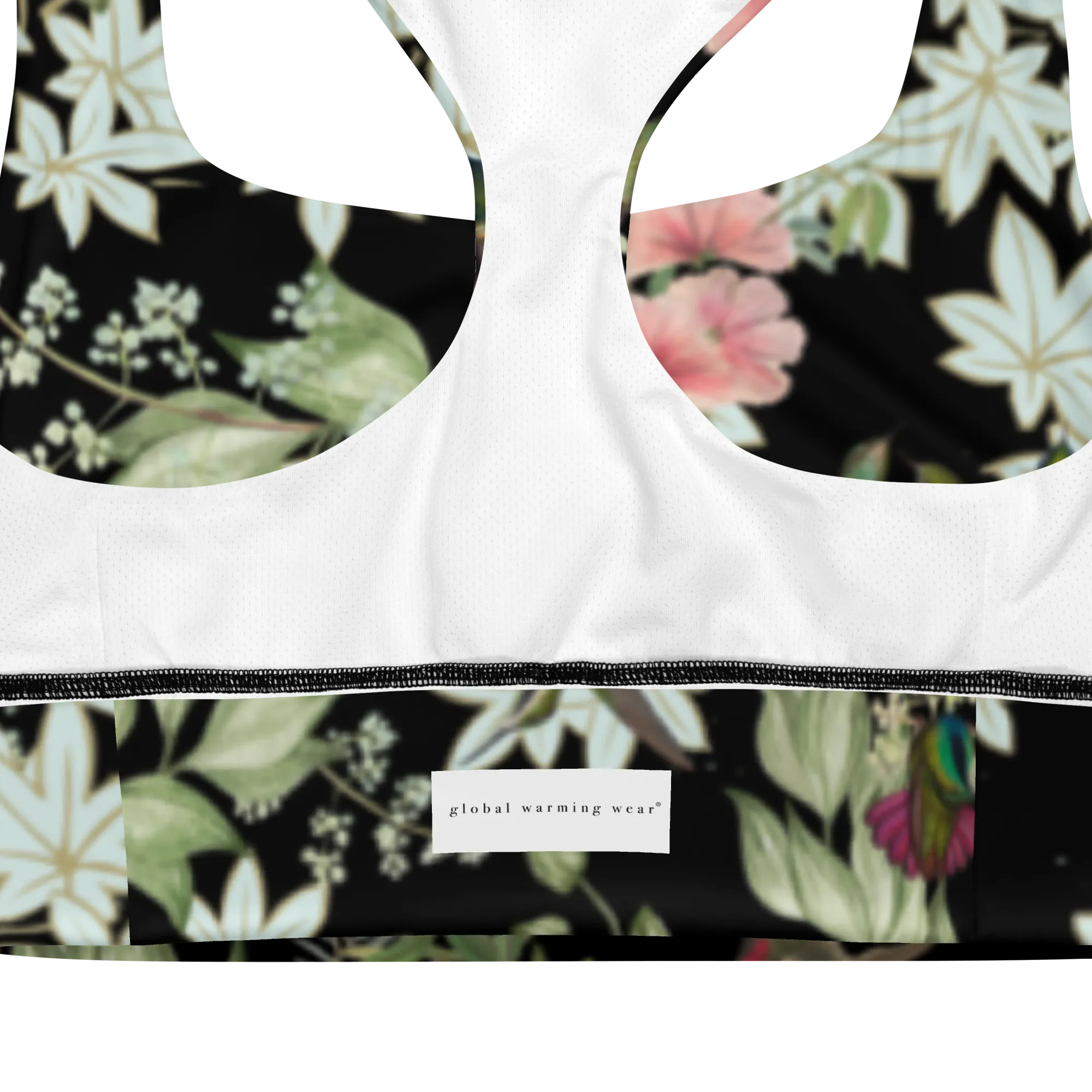 Tranquility Longline Sports Bra (Medium Print) - Black